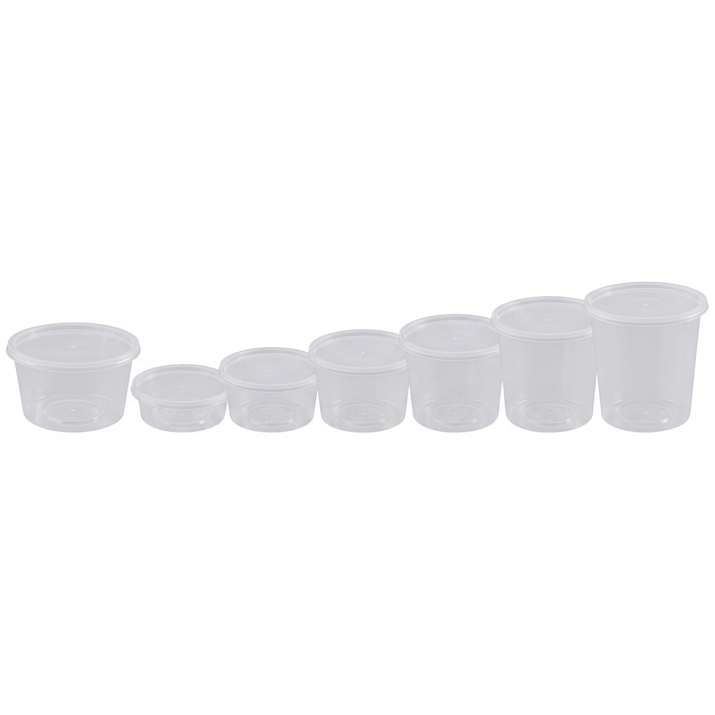 Small Clear Round Container 220ml + lid